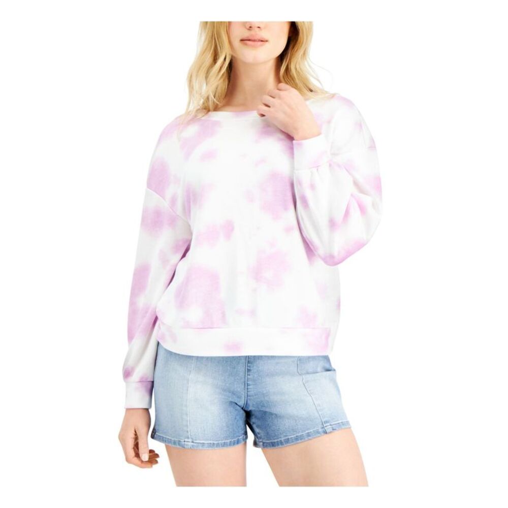 BAR III Womens Purple Cut Out Twist Back Tie Dye Sweatshirt XXS